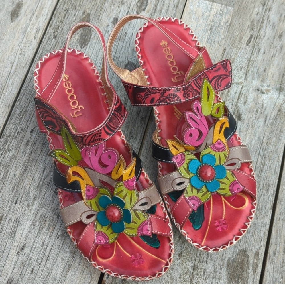 Socofy Colorful Floral Sandals 39